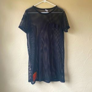 Oversized black mesh tee